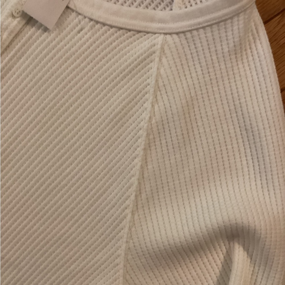 GAP WAFFLE RAGLAN HENLEY - IVORY LONG SLEEVE RELAXED FIT MED - CUSTOMER FAVORITE - Picture 7 of 16